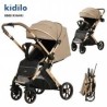 Poussette Bébé Kidilo 6600 – Double Face – Guidon en Cuir