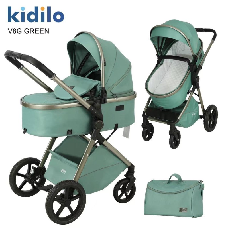 Poussette Landau Kidilo V8 G – 2-en-1 Confortable et Pratique