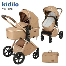 Poussette Landau Kidilo V8 G – 2-en-1 Confortable et Pratique