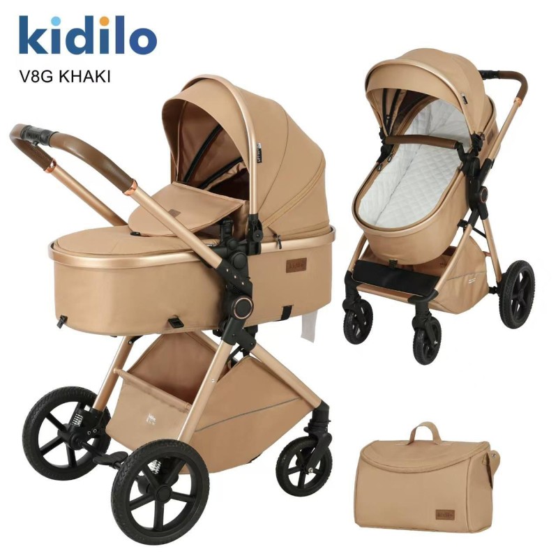 Poussette Landau Kidilo V8 G – 2-en-1 Confortable et Pratique