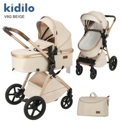 Poussette Landau Kidilo V8 G – 2-en-1 Confortable et Pratique