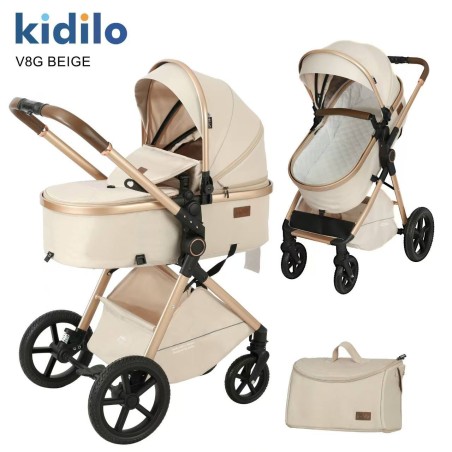Poussette Landau Kidilo V8 G – 2-en-1 Confortable et Pratique