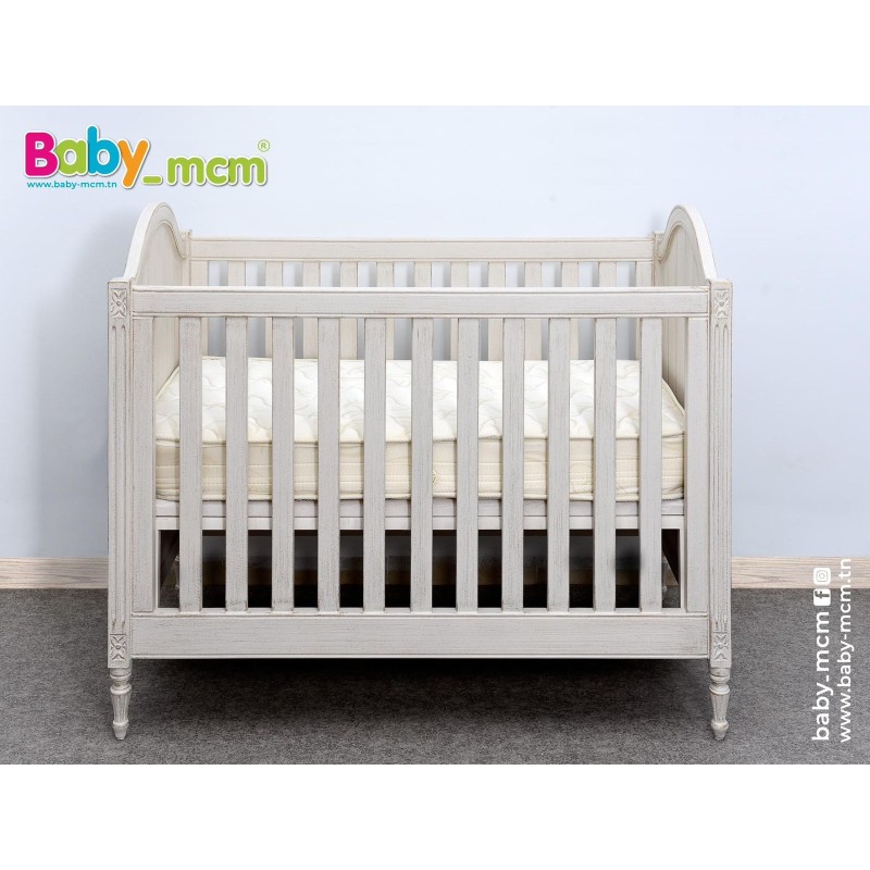 Lit Bébé 60×120 en Bois Patiné – Modèle Loui 16