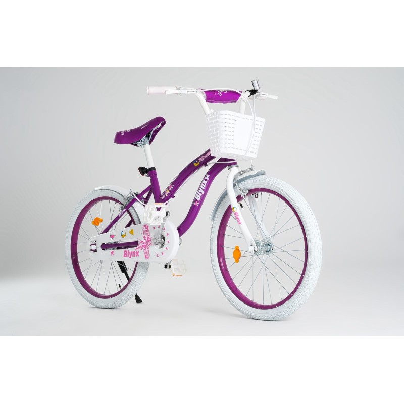 Vélo Enfant 12 / 16 / 20 Pouces – Cadre Acier, Pneus Blancs 2.125 (Bleu ou Violet)