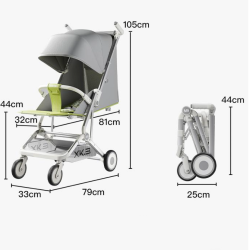Poussette Cabine M9 – Ultra compacte et légère, idéale pour les voyages