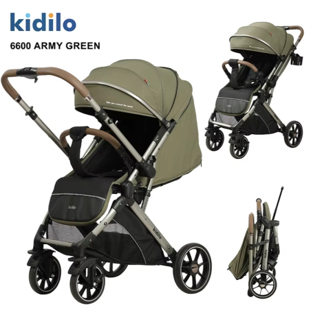 Poussette Bébé Kidilo 6600 – Double Face – Guidon en Cuir