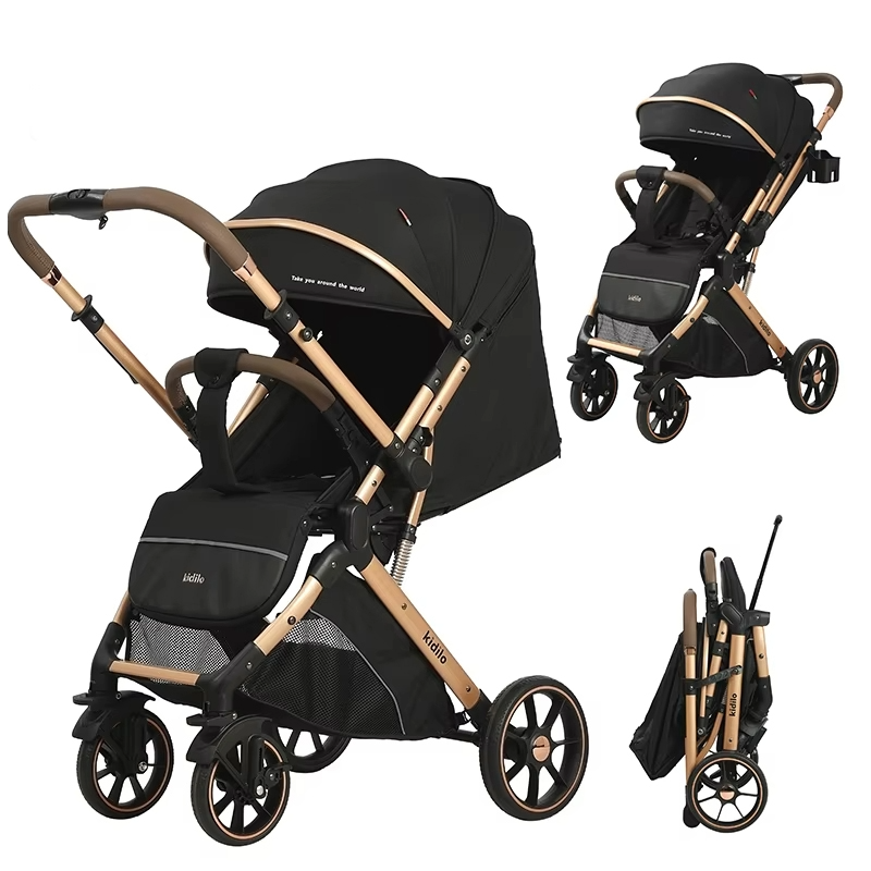 Poussette Bébé Kidilo 6600 – Double Face – Guidon en Cuir