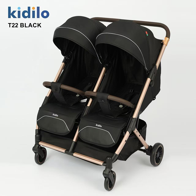 Poussette Double pour Jumeaux Kidilo T22 Pliable – Dossier Réglable – Dès la Naissance jusqu'à 20 kg