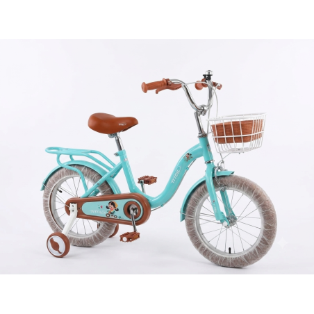 Vélo Enfant  16 Pouces avec Roues Stabilisatrices et Panier – Bleu Turquoise ou Rose