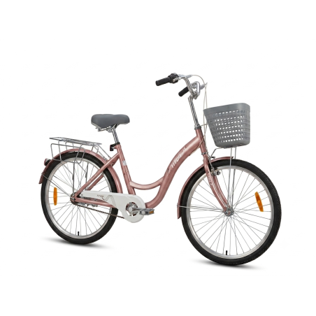 Vélo de Ville 24 Pouces avec Panier et Porte-Bagages – Rose