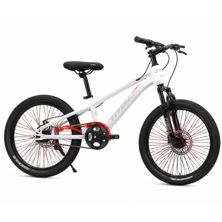 Vélo Enfant  20 Pouces – Cadre Acier – Freins V-Brake – Blanc & Rouge