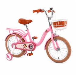 Vélo Enfant  16 Pouces avec Roues Stabilisatrices et Panier – Bleu Turquoise ou Rose