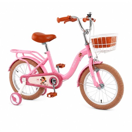 Vélo Enfant  16 Pouces avec Roues Stabilisatrices et Panier – Bleu Turquoise ou Rose