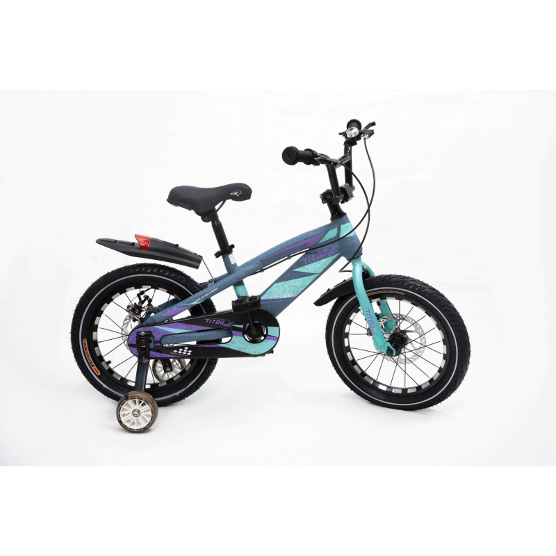 Vélo Enfant 16 Pouces Titou Kids Racer  – Freins à Disque avec Stabilisateurs