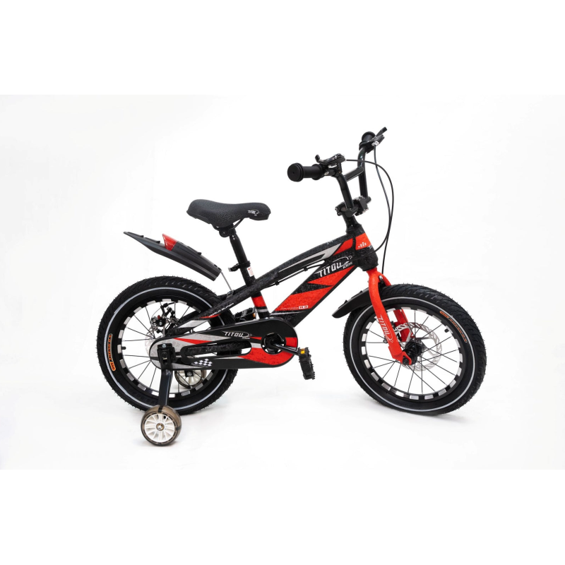 Vélo Enfant 16 Pouces Titou Kids Racer  – Freins à Disque avec Stabilisateurs