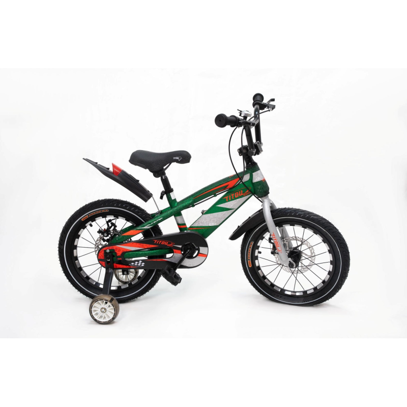 Vélo Enfant 16 Pouces Titou Kids Racer  – Freins à Disque avec Stabilisateurs
