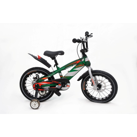 Vélo Enfant 16 Pouces Titou Kids Racer  – Freins à Disque avec Stabilisateurs