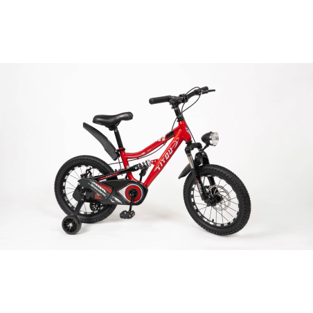 Vélo Enfant 16 Pouces Titou Kids  – Phare, Double Suspension et Freins à Disque