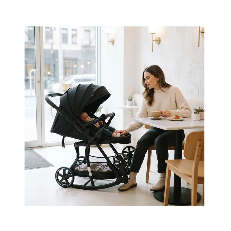 Poussette Bébé V9 2 en 1 Réversible avec Rocker – Noir