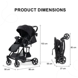Poussette Bébé V9 2 en 1 Réversible avec Rocker – Noir