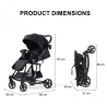 Poussette Bébé V9 2 en 1 Réversible avec Rocker – Noir