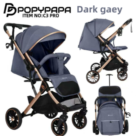 Poussette Bébé PopyPapa C3 Pro – Compacte, Pliable et Légère